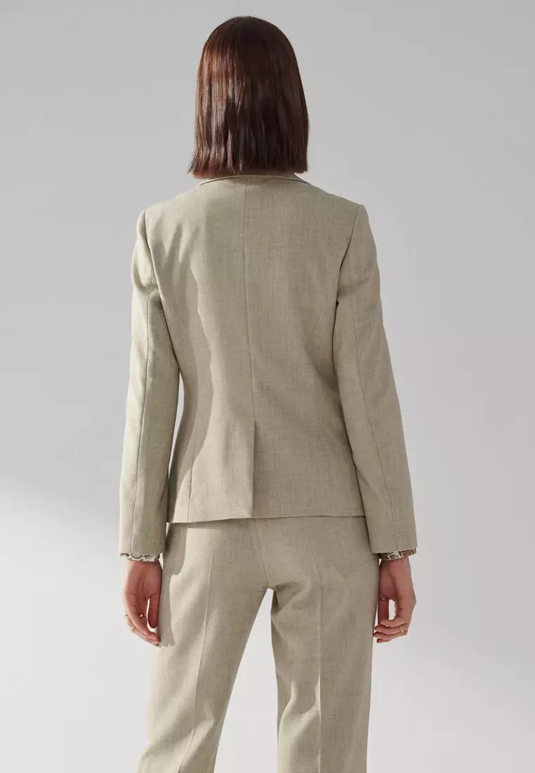淺抹茶色劍領適中版西裝外套