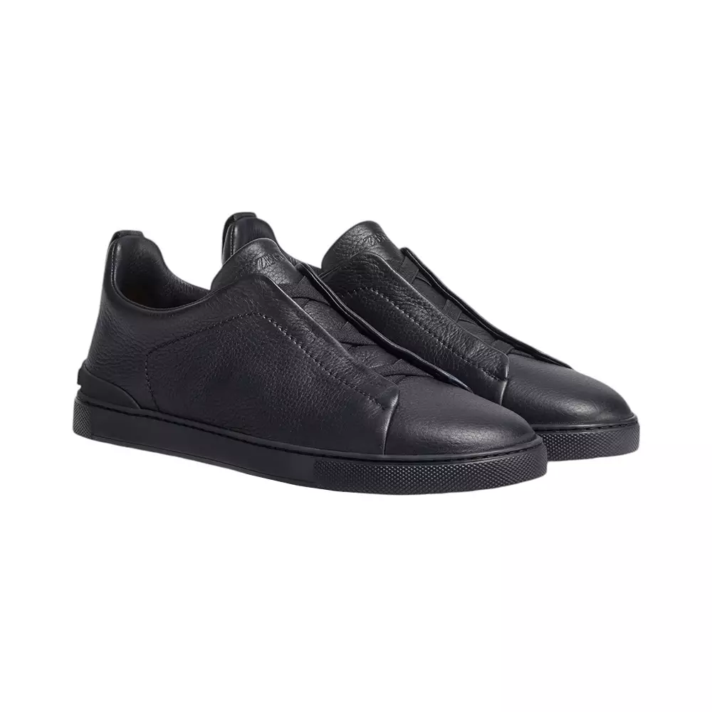 Triple Stitch Deerskin Sneakers All Black