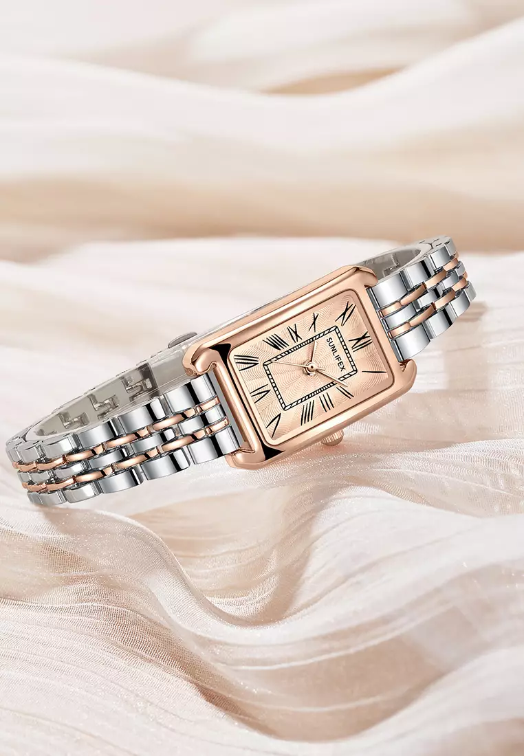 Jam Tangan Wanita Original 5999 Korea Mode Kuarsa Santai Anti Air Jam Tangan Cewek silver rose