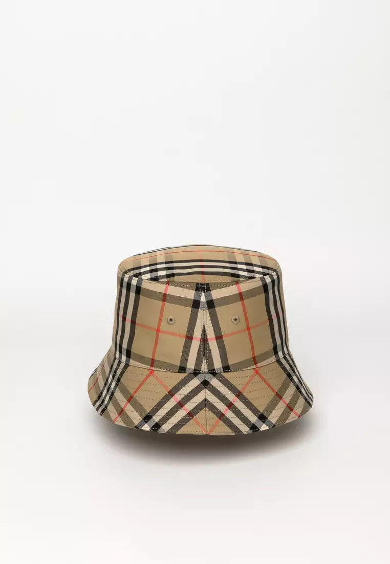 Burberry Check Cotton Bucket Hat in Metallic for Men