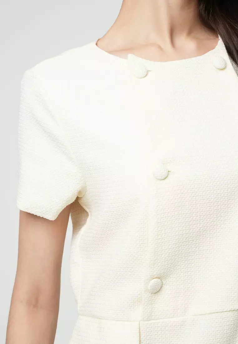 Valentine Printed Shift Dress with Button Details