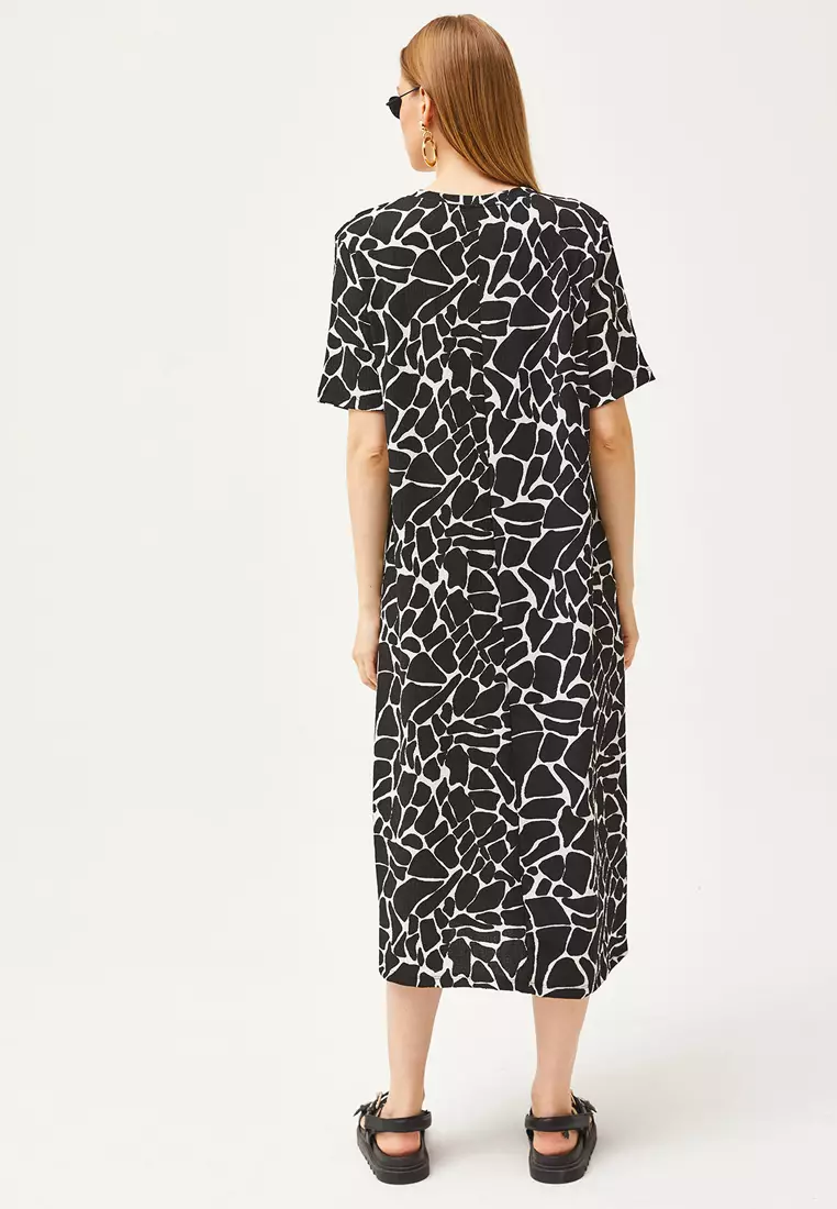 Women Olive Waffle Side Slit Oversized T-Shirt Dress