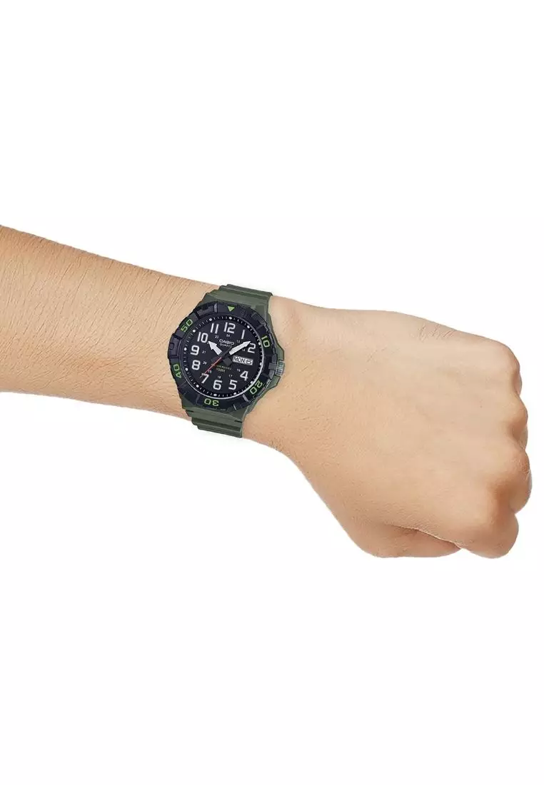 Men's Analog Watch MRW-210H-3AV Green Resin Strap Watch for Men