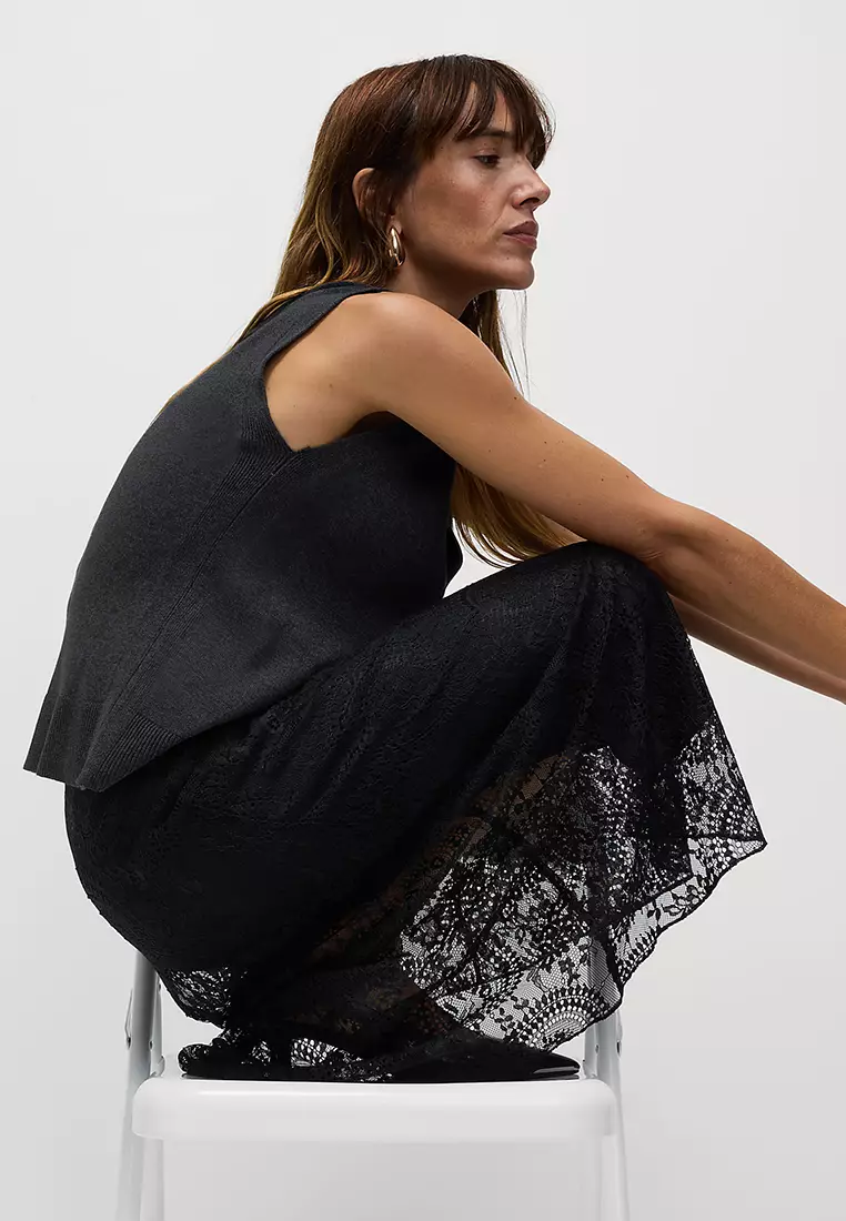 Lace Maxi Skirt with Cotton