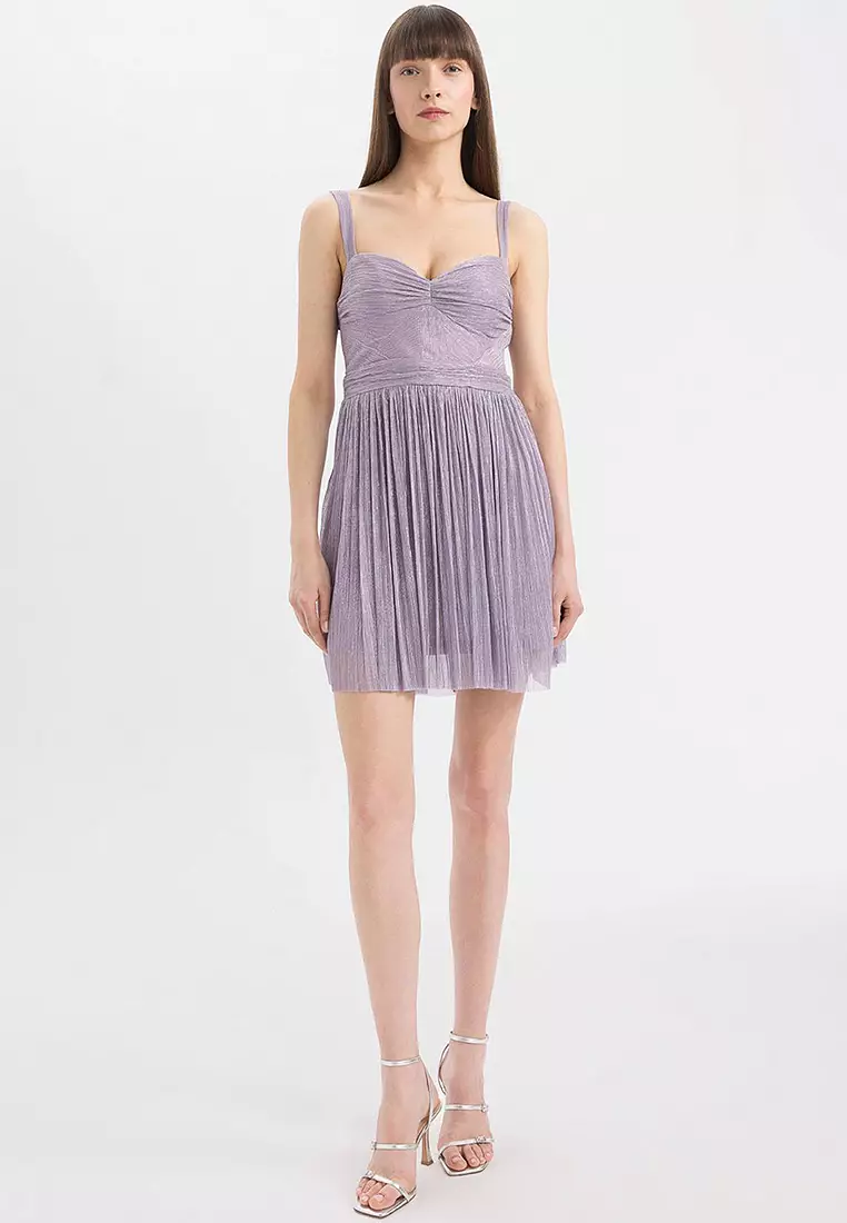 Shiny Pleated Mini Dress