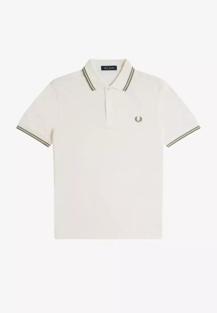 Fred Perry M3600 Twin Tipped Fred Perry Shirt (Light Ecru / Olive Mint / Olive Mint)