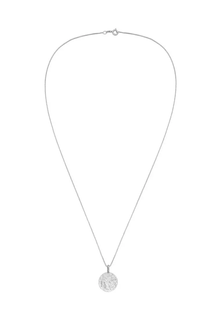 EXCLUSIVE Kalung Perhiasan Perak 925 Pria Plate Pendant Basic Hammered