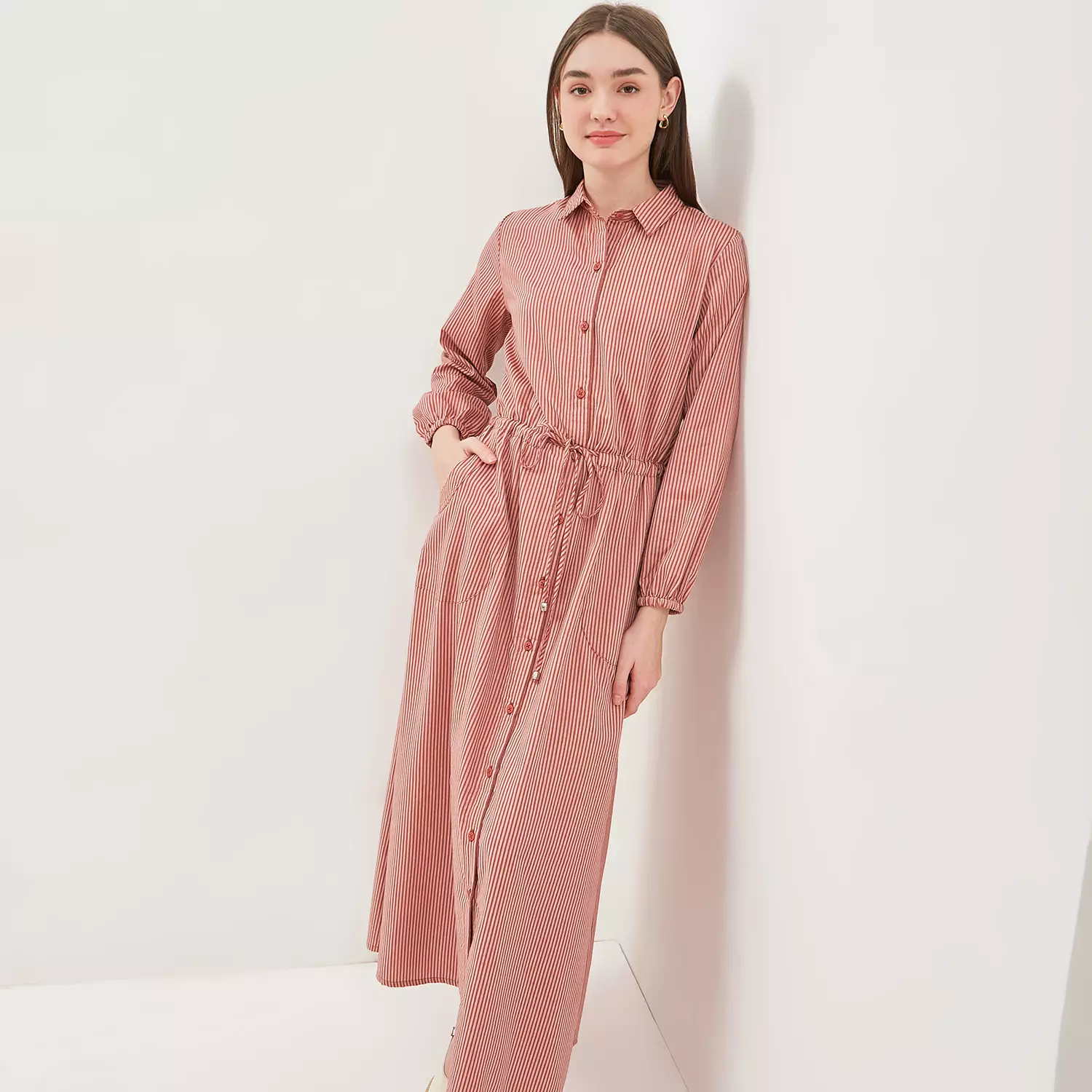 Jual Graphis GRAPHIS Button Down Mono Stripe Maxi Dress Original 2025 ...