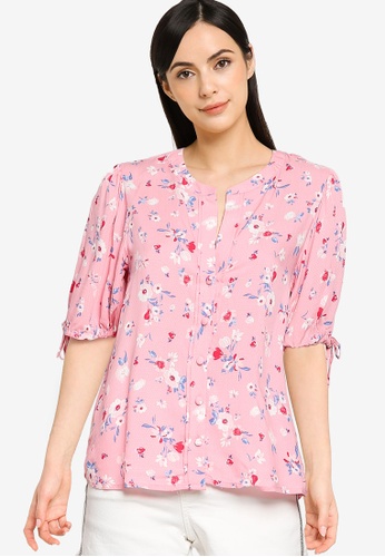 Springfield pink Printed Puffed Sleeves Blouse 81FF9AA1FC60BCGS_1