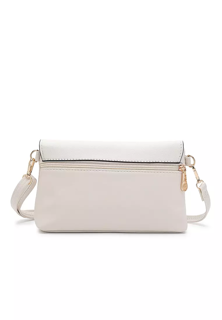Faux Leather Sling Bag / Crossbody Bag - Beige