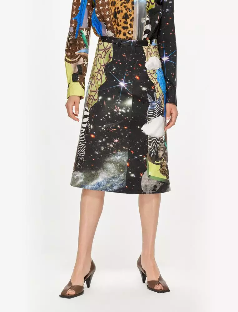 Printed A-Line Skirt