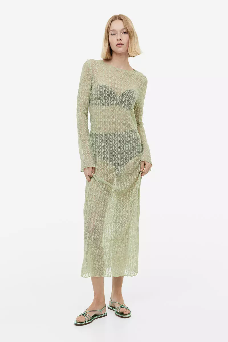 H&m green lace dress on sale
