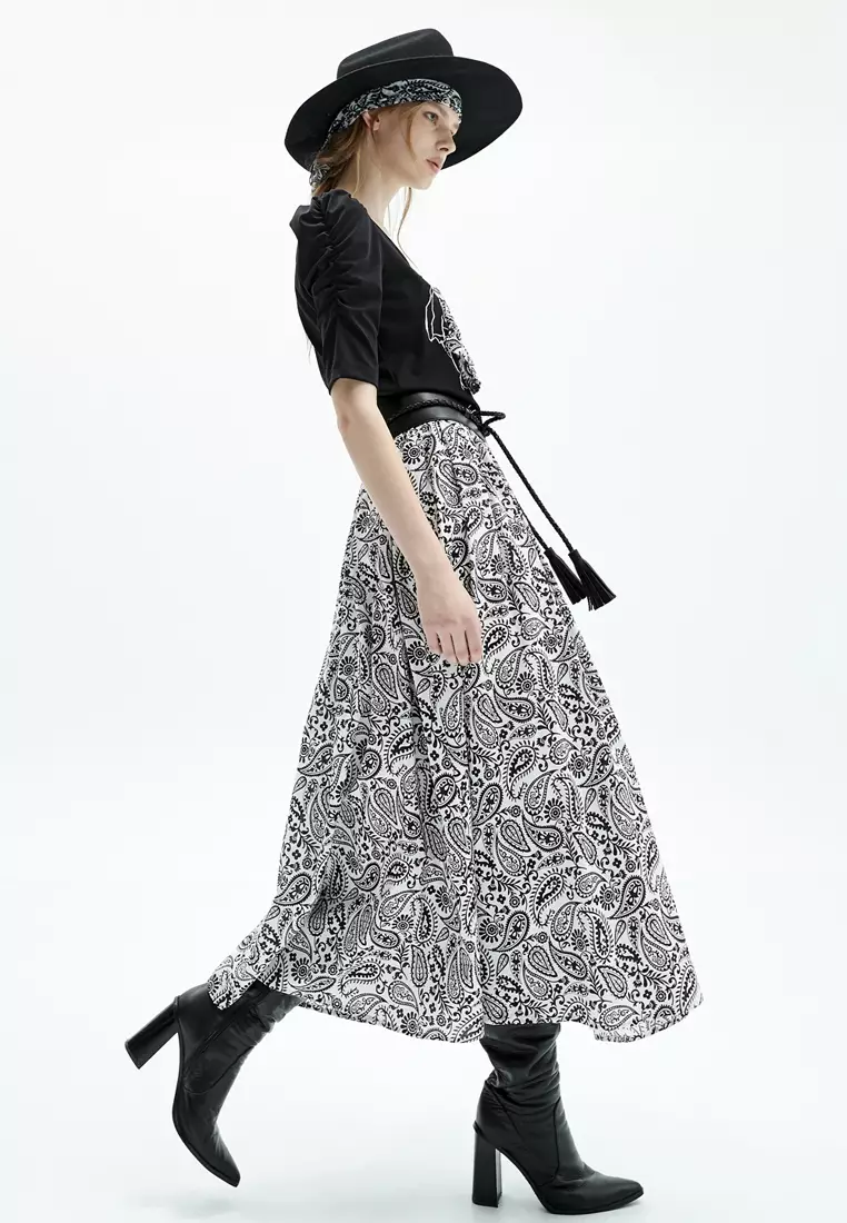 Buy iROO Full Boho Print Elastic Waist Skirt 2024 Online ZALORA
