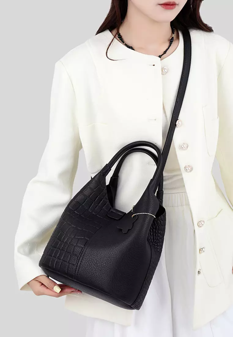 Versatile Patch Pattern Faux Leather Bucket Bag JW HD-2811