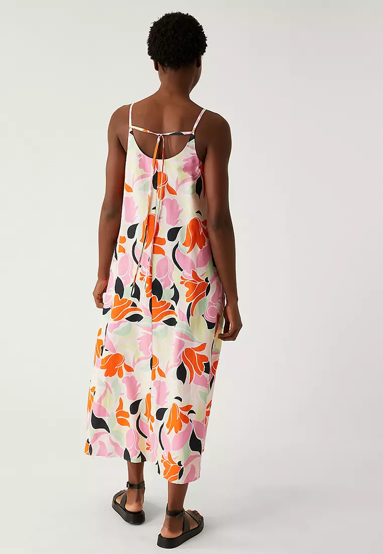 Linen Rich V-Neck Midi Slip Dress