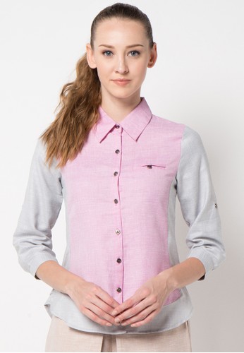 Tea Blouse In Pink And Grey