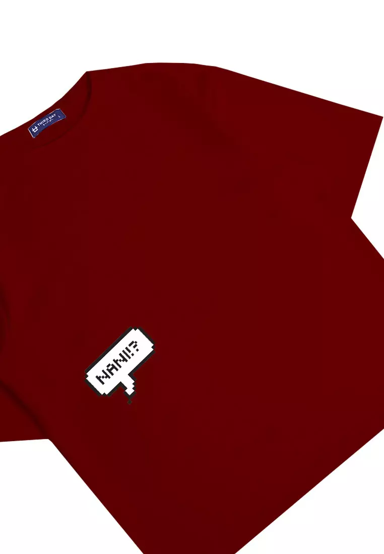 MTM59 kaos oversize tebal scuba komik anime jepang NANI maroon