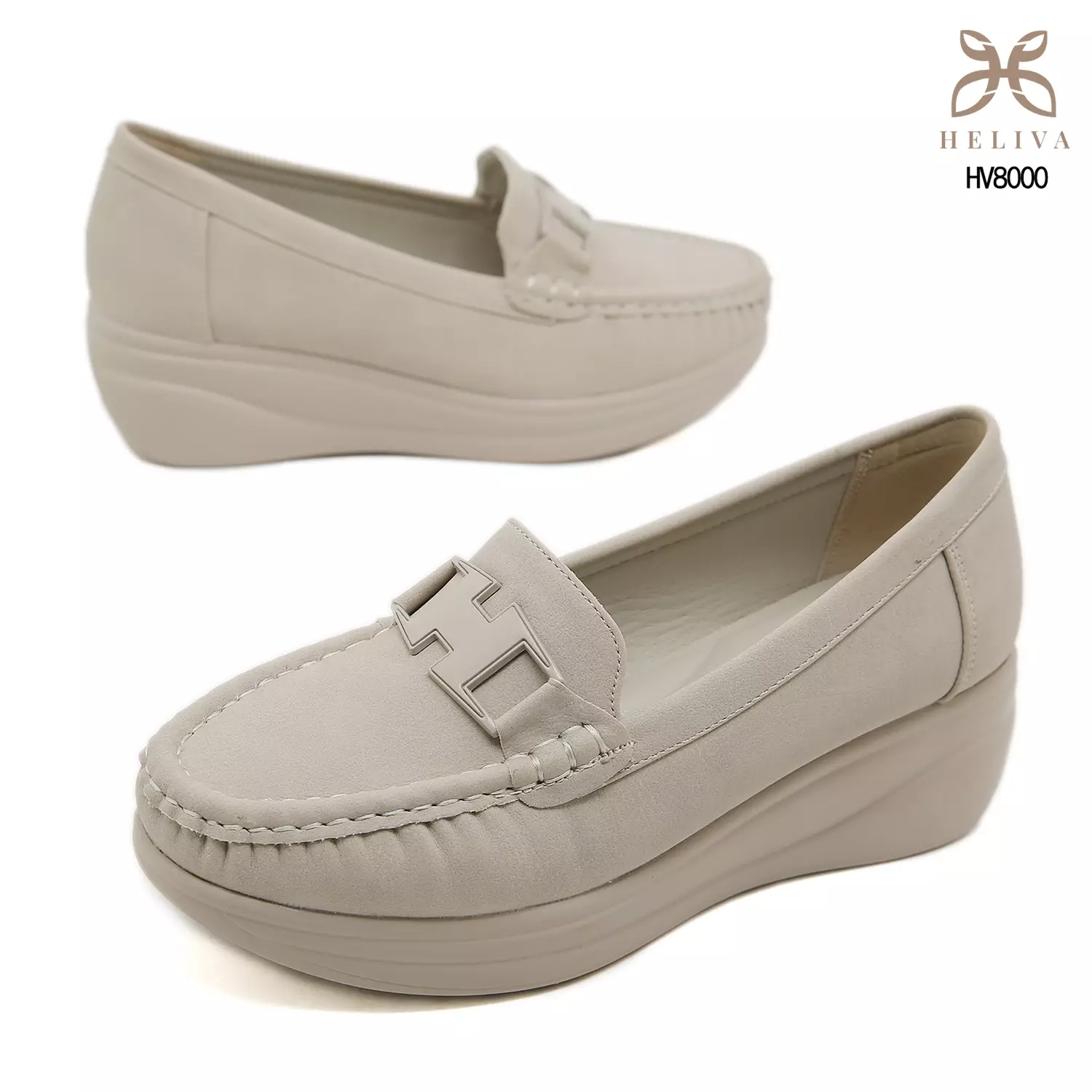 HELIVA HILARY Minimalist H-Accent Wedge Loafers for Women HV8000