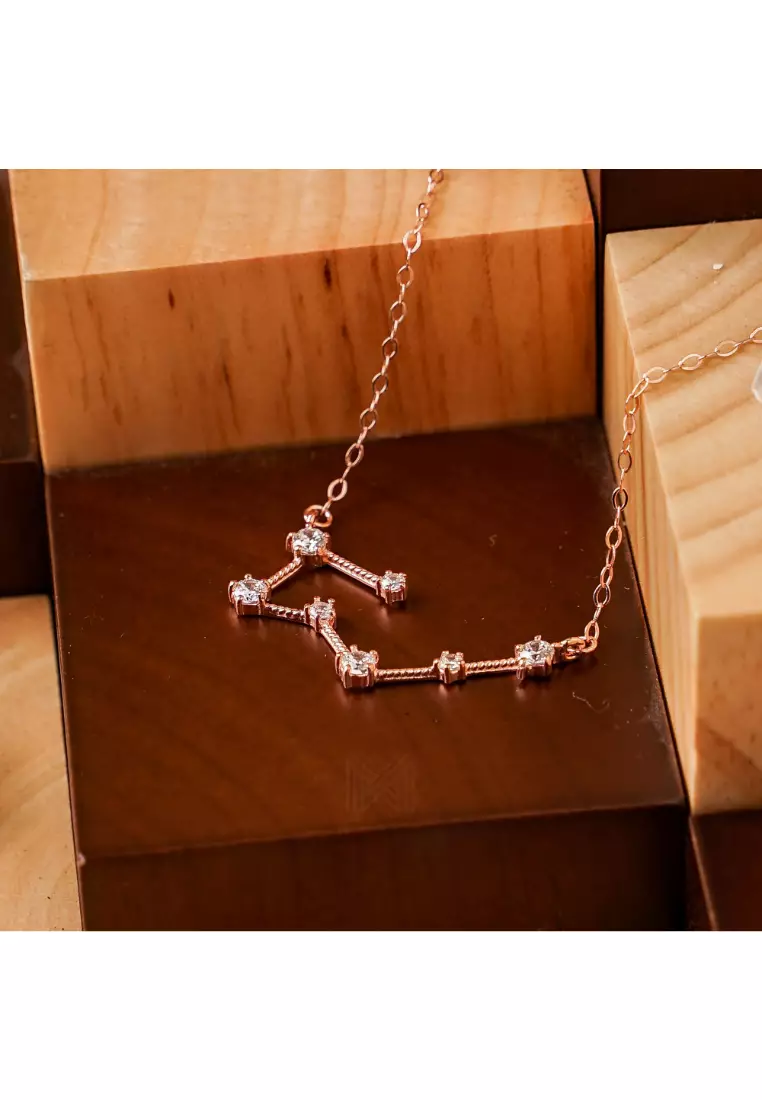 Match The Stars Taurus Constellation Rose Gold Necklace with 925 Sterling Silver