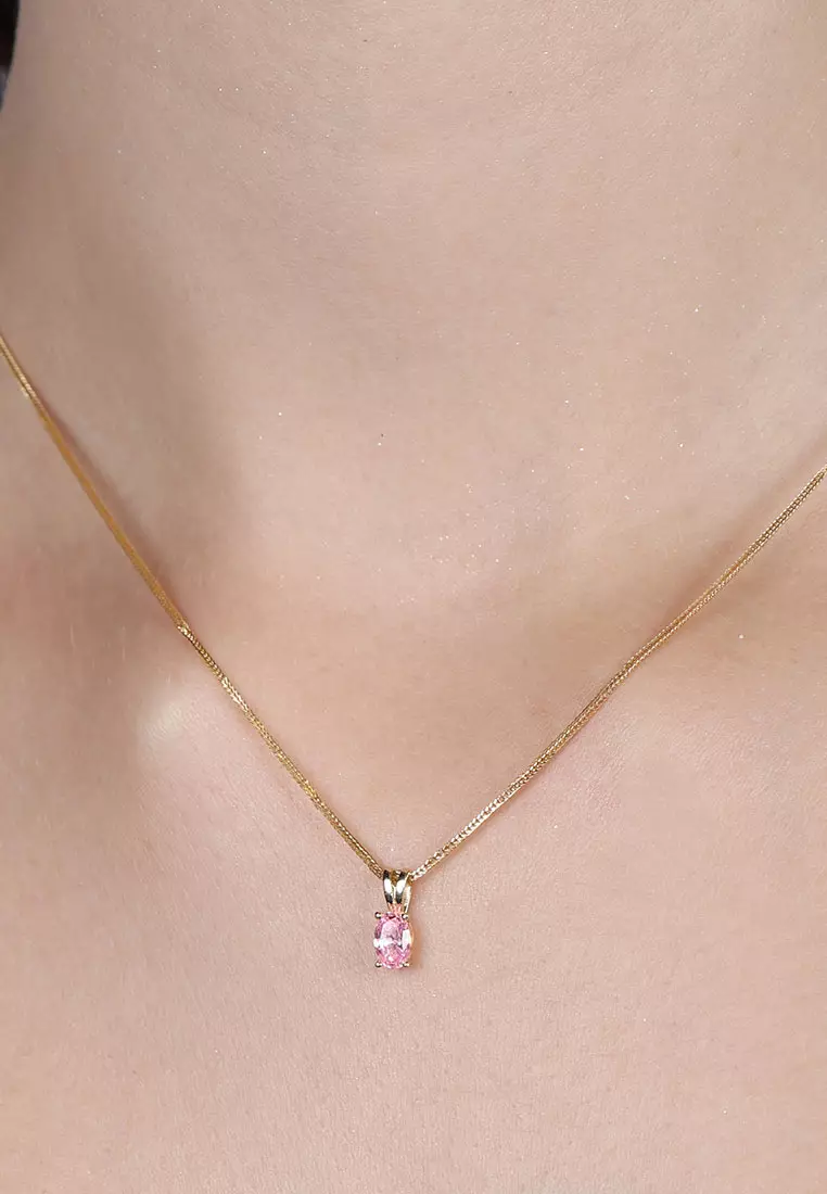  October Pink Tourmaline Colored Cubic Zirconia 18k Gold