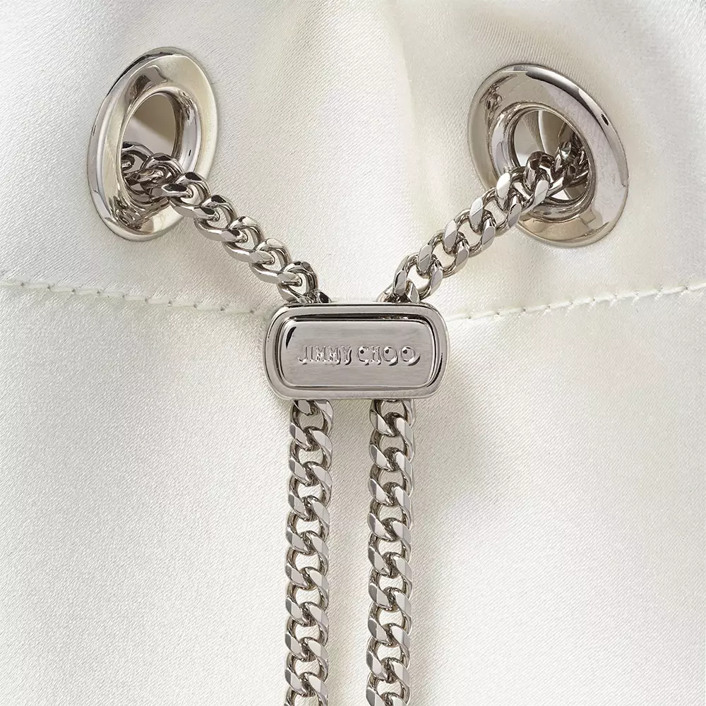 Bon Bon Satin with Crystal Handle Bag Ivory