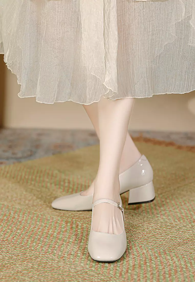 4CM Buckle Strap Patent Leather Mary Jane Shoes TE2010-2