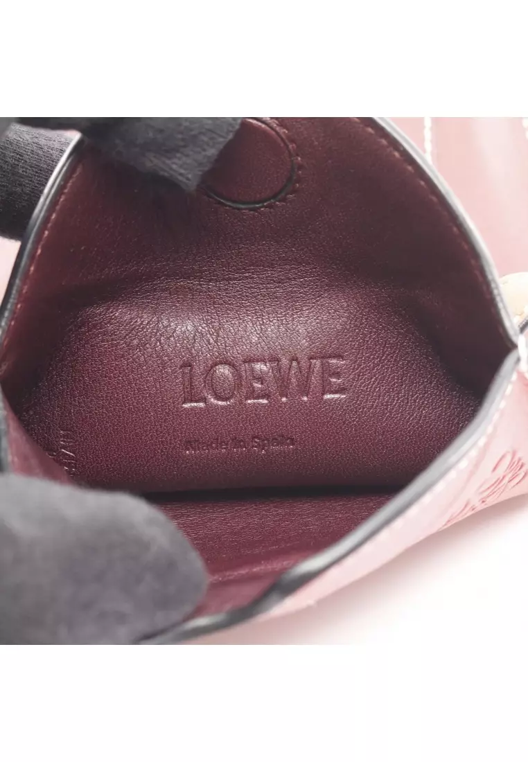 Pre-Loved LOEWE GATE POCKET gate pocket Shoulder bag leather Red light brown
