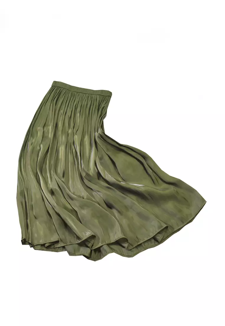 Green pleated 2025 skirt yarn