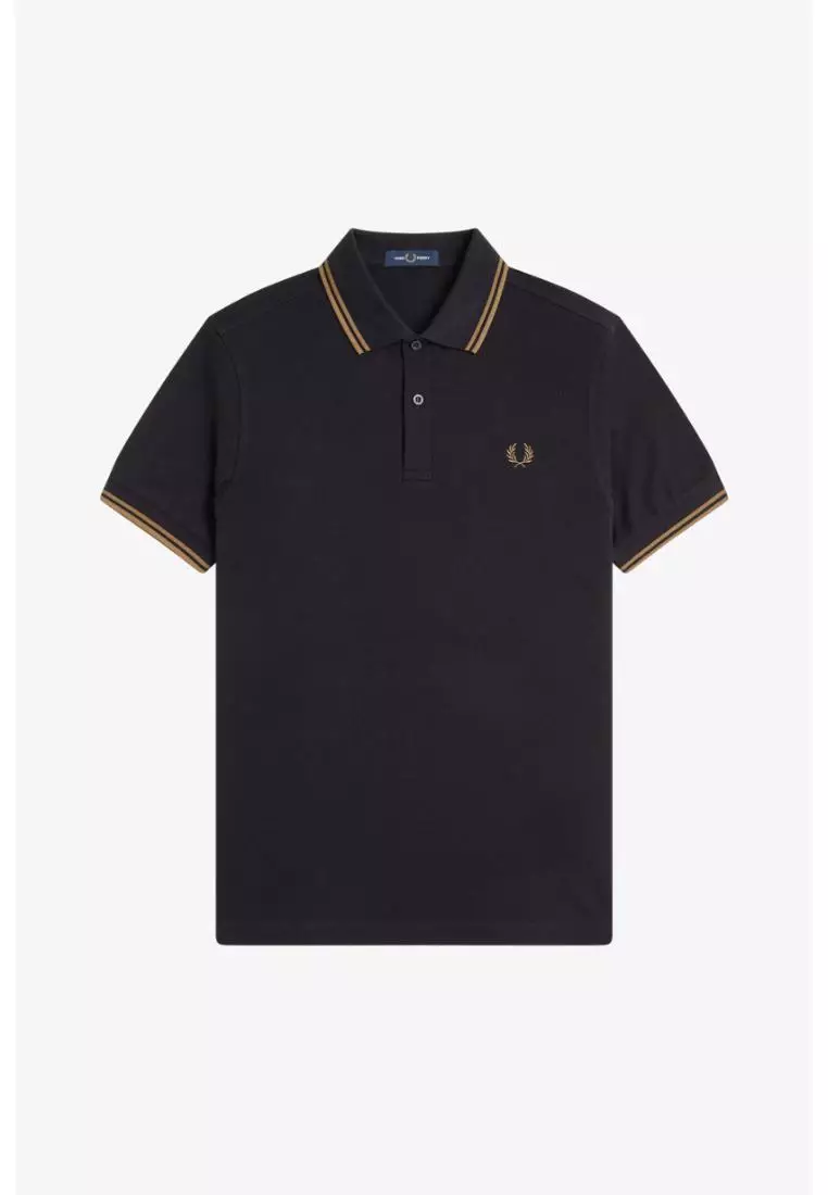 Fred Perry M3600 Twin Tipped Fred Perry Shirt (Black / Shaded Stone / Shaded Stone)