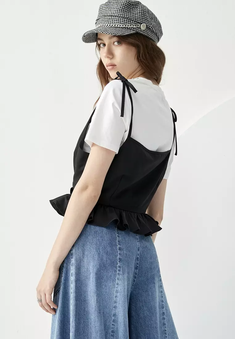 Surplice Neckline Peplum Vest