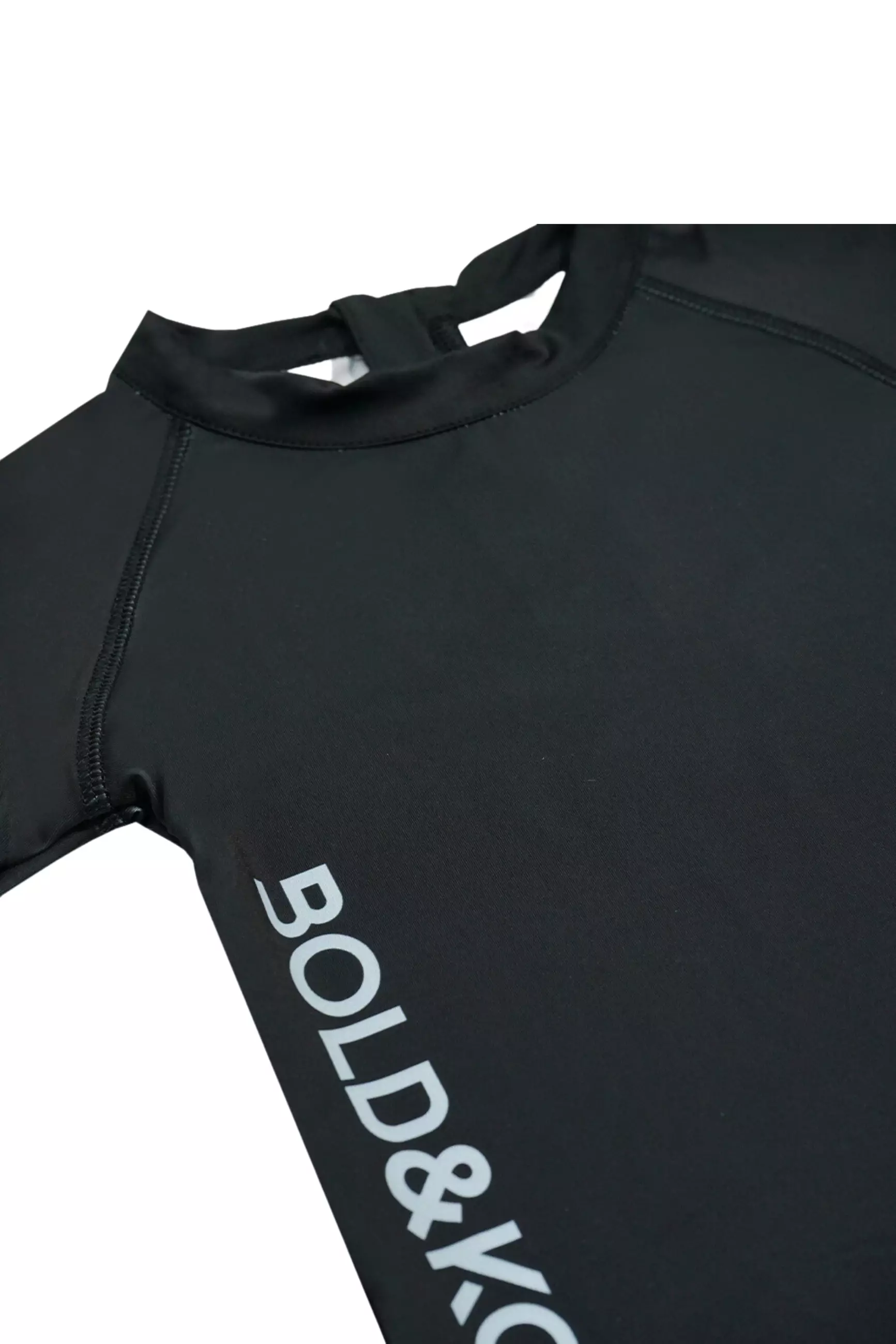 BOLD & KO Rashguard Set In Black Grey Kids Swimsuit | Baju Renang Anak- Hitam