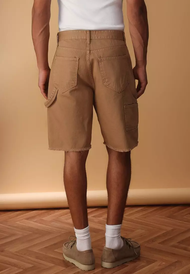 Camel Patchwork Wide Denim Shorts & Bermuda Shorts TMNSS25SR00038