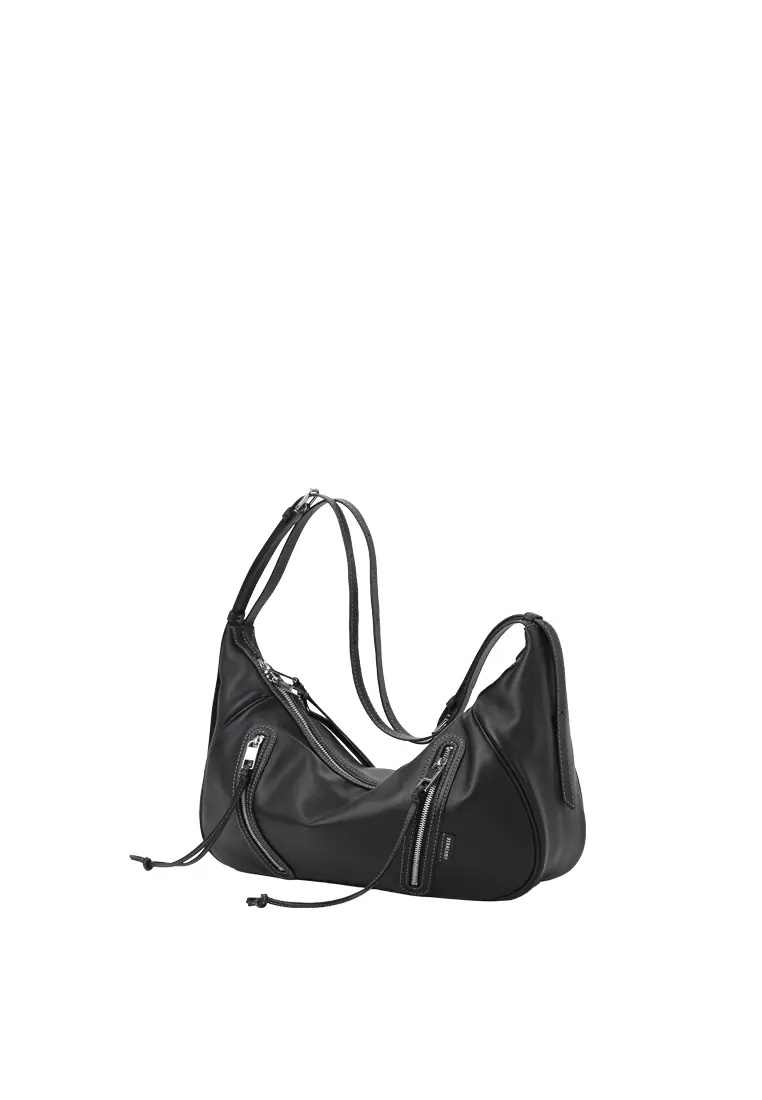 Ursula V11 2-Way Drape Hobo / Crossbody Bag - Black