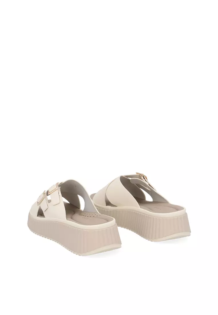 Beige Flexi Cloud Buckled Sandals