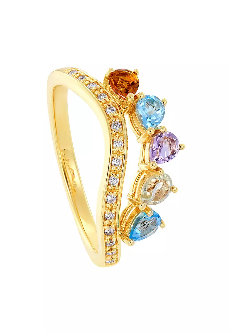 Buy HABIB HABIB Multi Coloured Gemstone and Diamond Ring in 375