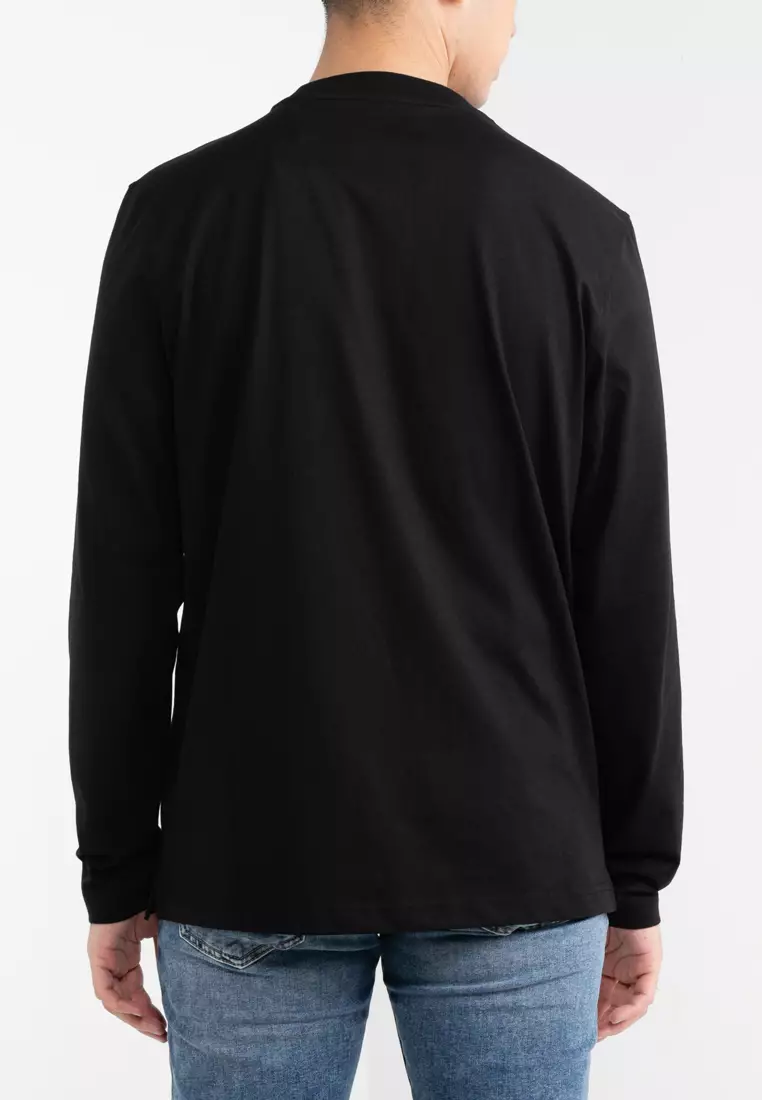 Stripe Texture Logo Long Sleeves T-Shirt