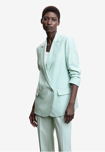 Mango Double-Breasted Suit Blazer | ZALORA Philippines