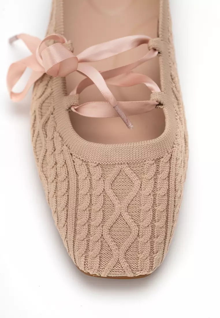 飞织面云感系带平底鞋