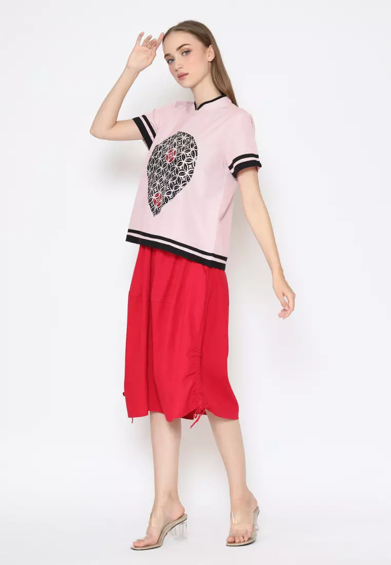 Blouse Batik Wanita - Bhatara Batik Alma - Atasan Batik Modern Lengan Pendek