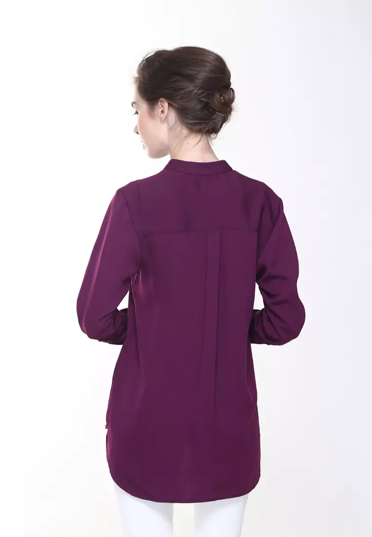 Eva Suit Shirt Top Office Wear in Dark Purple