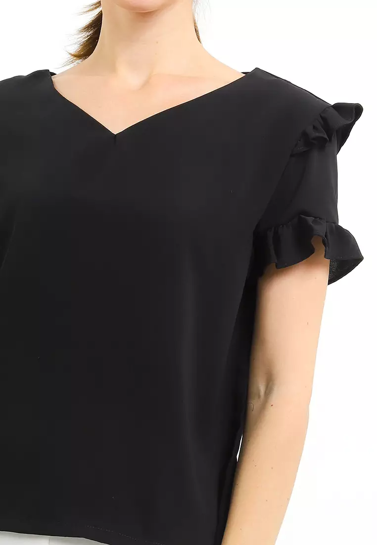 V-Neck Ruffle Blouse