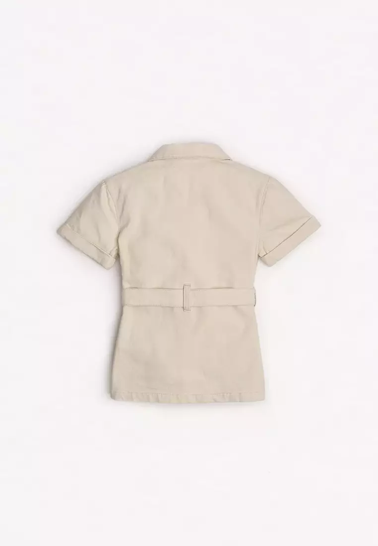 Girls Shorts Sleeves Safari Shirt Jacket