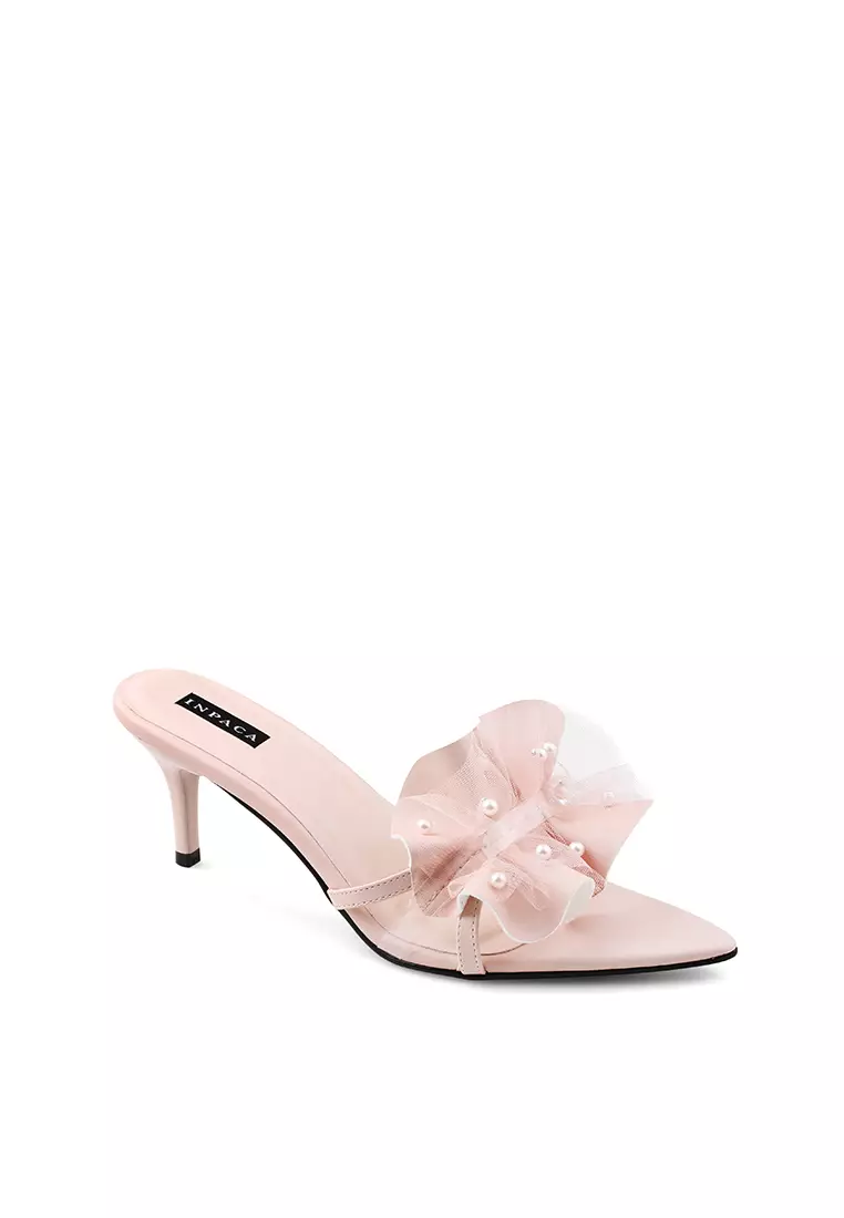 Carole Ruffle Heels with Pearl