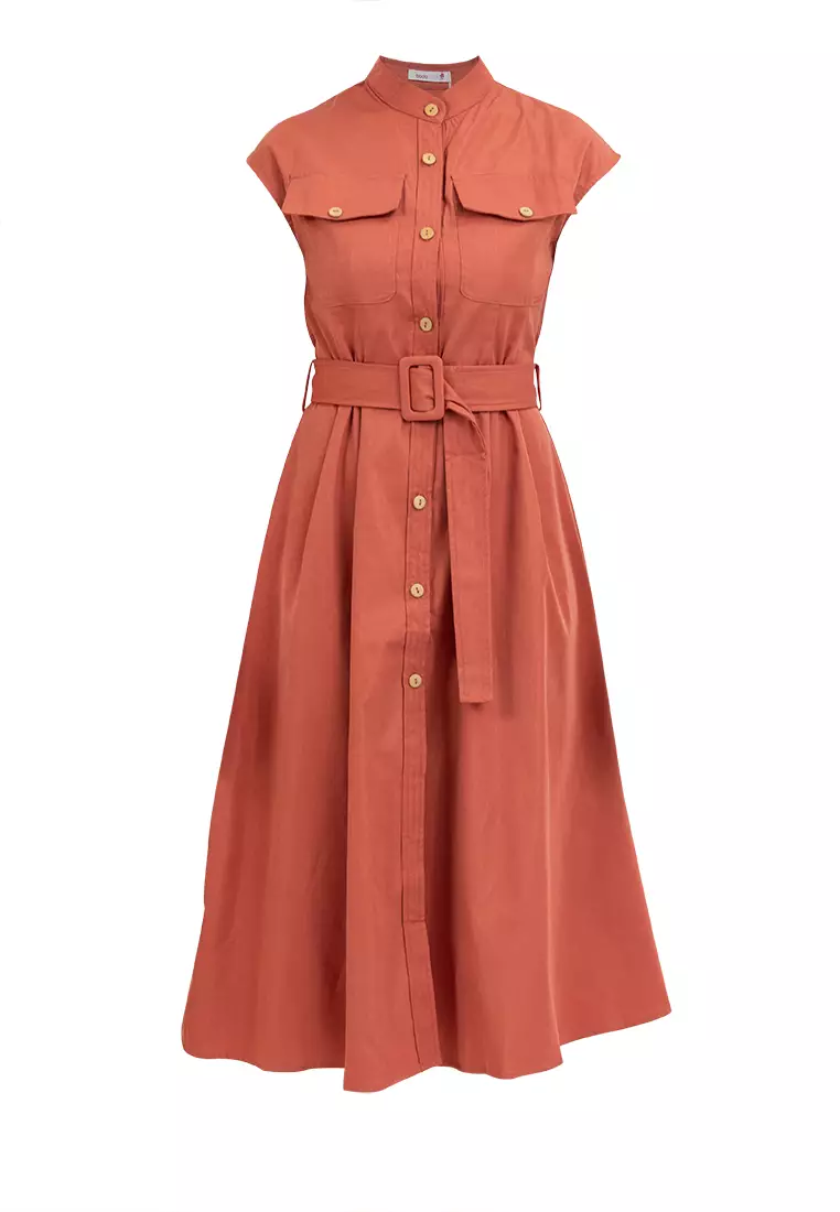 Debbie Belted Button Down Dress