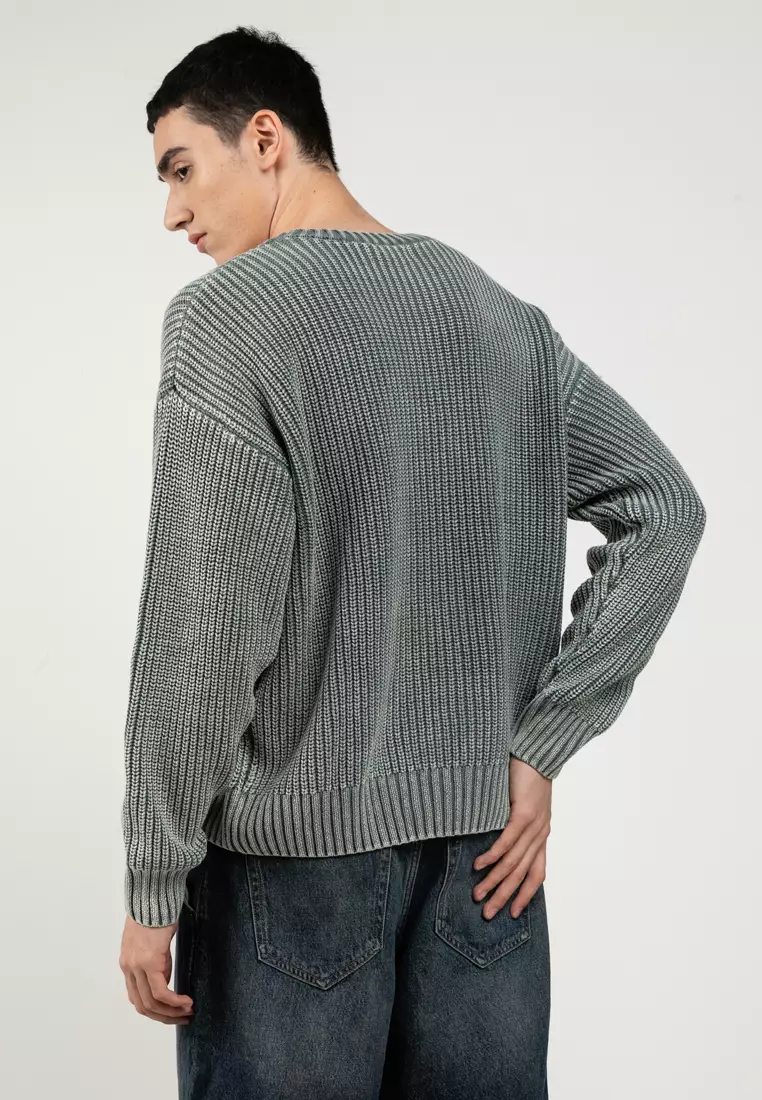Washed Box Fit Crew Knit Sweater