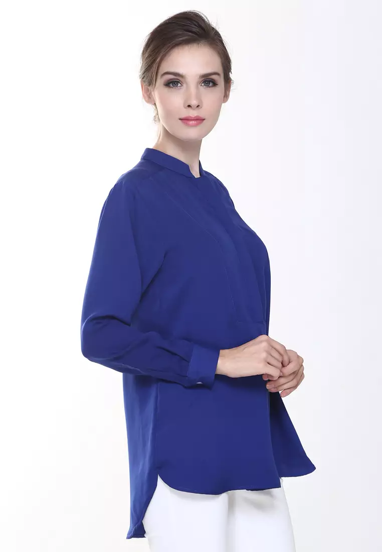 Eva Suit Shirt Top Office Wear in Royal Blue