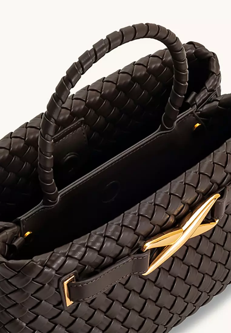 Elora Woven Tote Bag - Brown