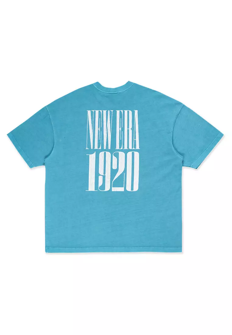 NE 1920 Wordmark 90s Vibe Blue Foam Oversized Short Sleeve T-Shirt