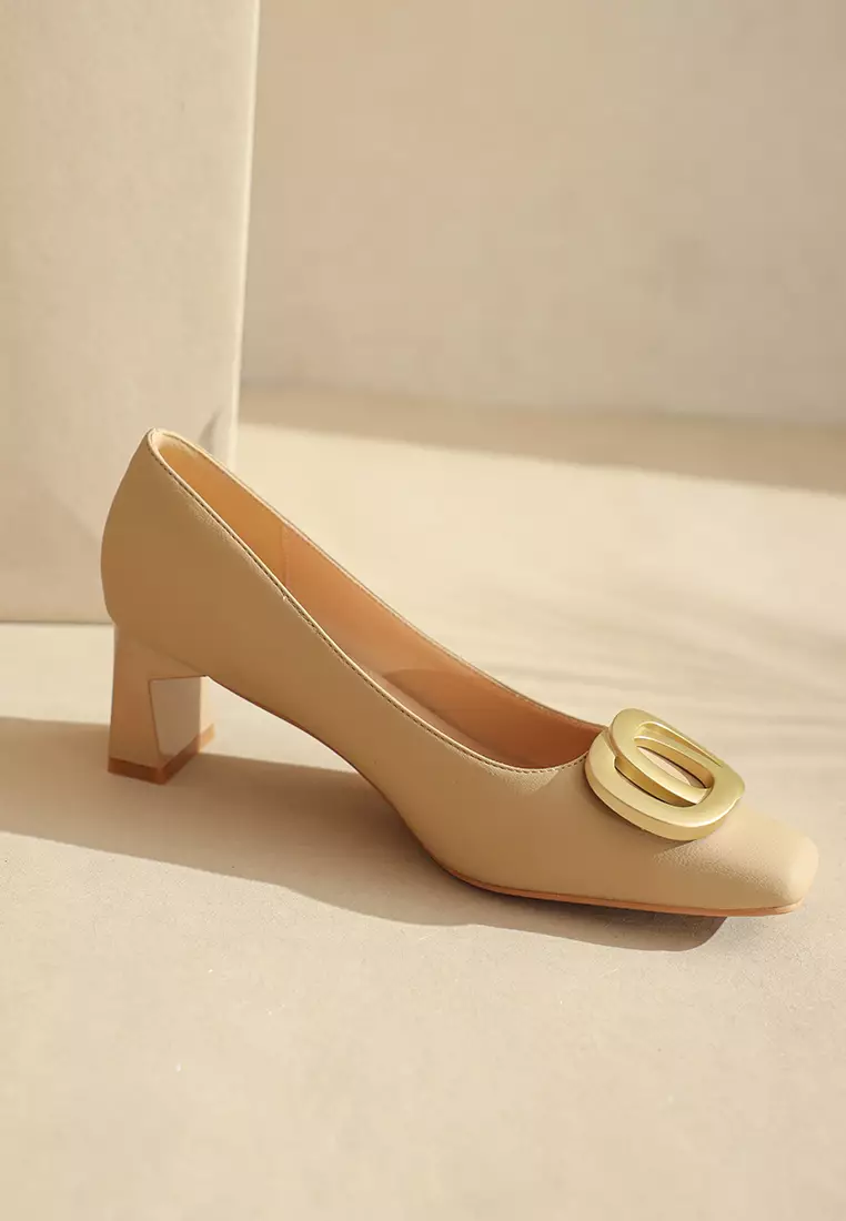 Twenty Eight Shoes 5CM Metal Buckle Microfiber Leather Pumps