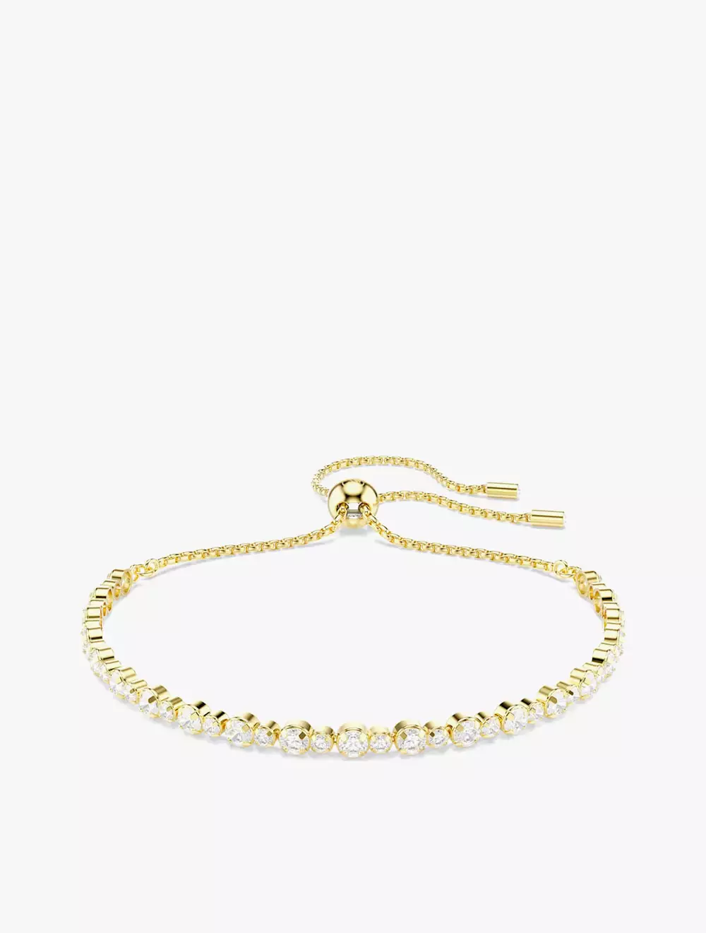 Matrix Tennis bracelet, Round cut, White, Gold-tone plated